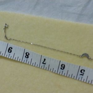 14KT WHITE Gold Star and Moon Ankle Bracelet EUC